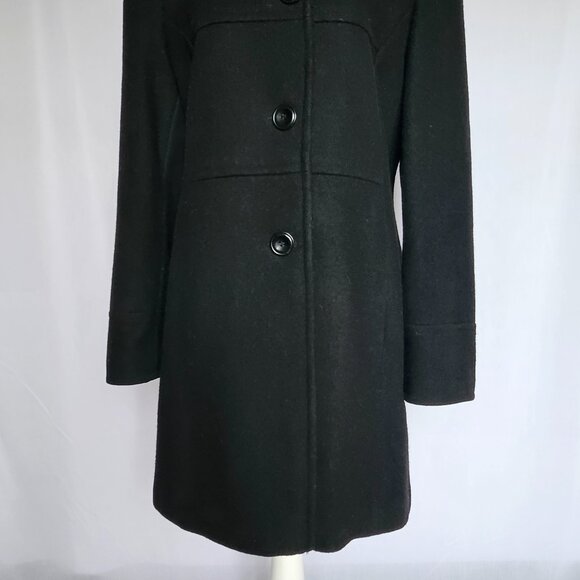 STEPHANIE MATHEWS Black Wool Women's Coat, Size S - Picture 3 of 12
